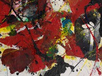 Detail of Red, yellow, and black abstraction, Taiwan, 1995, by Chen Zhengxiong (Museum no. LI1486.8)