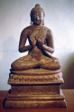 Fig. 11. Seated Buddha, found at Domoko, Khotan. Cast brass. Kashmir, <em>c.</em>725 AD. H. 42 cm. K. © Christoph Baumer