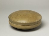 Greenware circular box and lid with lotus flowers