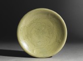 Greenware saucer dish with lotus leaves