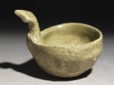 Greenware ladle with handle in the form of a bird-head