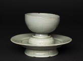 Greenware cup and stand with floral pattern (EA1956.421)