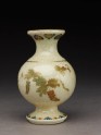 Satsuma vase with flowers and geometric patterns