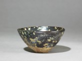 Black ware tea bowl with 'tortoiseshell' glazes