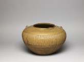 Greenware jar with ribbed decoration