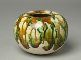 Globular bowl with three-colour glaze