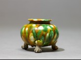 Tripod jar with three-colour glaze