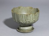 Greenware stem cup with lotus petals
