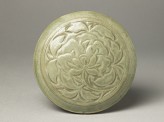 Greenware circular box and lid with peony decoration