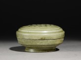 Greenware circular box and lid with floral decoration