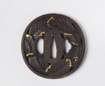 Tsuba with persimmon leaves