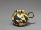 Cup with handle and three-colour glaze