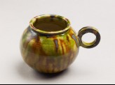 Cup with handle and three-colour glaze