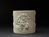 Brush pot with figures in high relief