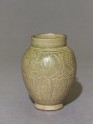 Greenware jar with lotus petals and peony scroll decoration