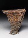 Rhinoceros horn libation cup with trees and pavilions