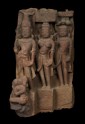 Fragment of a donor group possibly depicting Vasudeva, Subhadra, and Balarama (EA1961.168)