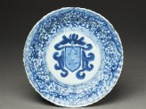 Blue-and-white dish with the Portuguese arms of Pinto