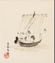 The gods Daikoku and Ebisu on a takarabune, or treasure ship