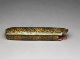 Case from a qalamdan, or pen box, with floral decoration and paisley leaves