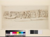 Drawing of lintel with figures in relief