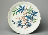 Plate with bamboo and prunus plants