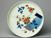 Plate with an open scroll and flowers