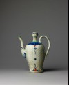 Ewer with wave pattern and stylized floral decoration