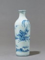 Blue-and-white vase with a galloping horseman
