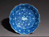 Blue-and-white dish with leaping horse