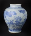 Blue-and-white jar with kylin, or horned creature, and phoenix (EA1978.900)
