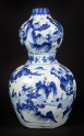 Blue-and-white hexagonal vase in double-gourd form