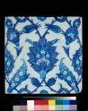 Square tile with leaves and tulips