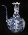 Blue-and-white ewer with floral and geometric decoration