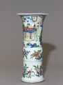 Beaker vase with a seated official receiving a messenger