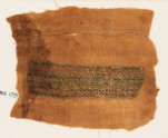 Textile fragment with bands of scrolls, inscription, and chevrons