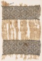 Textile fragment with bands of diamond-shaped squares