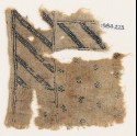 Textile fragment with diagonal stripes and crested birds