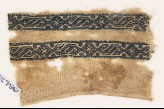 Textile fragment with bands of linked S-shapes and diamond-shapes