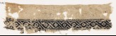 Textile fragment with scroll of linked S-shapes and rosettes