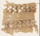 Textile fragment with bands of double chevrons and flowers