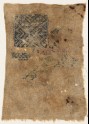 Sampler fragment with arrows, squares, and bird