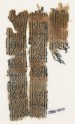 Textile fragment with interlacing diamond-shapes and hooks