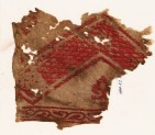 Textile fragment with chevron, fleur-de-lys, and vine