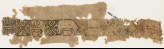 Textile fragment with band of linked cartouches