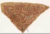 Textile fragment with arabesque vines, trefoils, and leaves