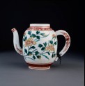Teapot with peony sprays and geometric patterns