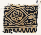 Textile fragment with medallion, flower, and tendrils