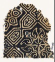 Textile fragment with an elaborate quatrefoil and tab-shapes