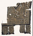 Textile fragment with medallion, squares with quatrefoils and rosettes, and tabs (EA1990.218)